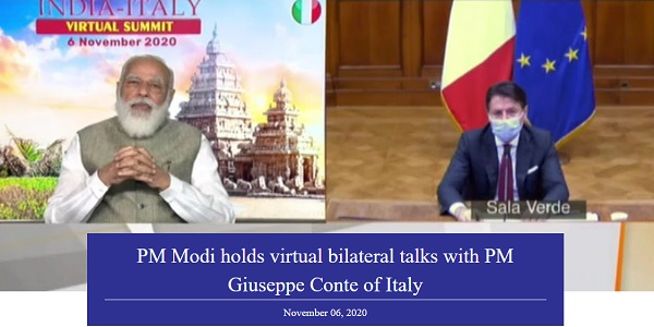 India-Italy Virtual Bilateral Summit held also signed 15 MoUs and Agreements