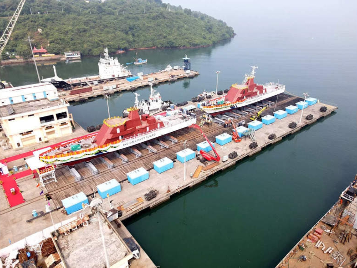 Indian Coast Guard launches two Fast Patrol Vessels, built by Goa Shipyard Ltd