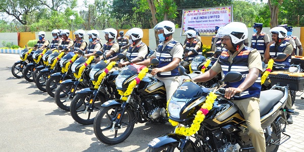 NLCIL presents 15 motorcycles and gadgets to districts police department, Cuddalore
