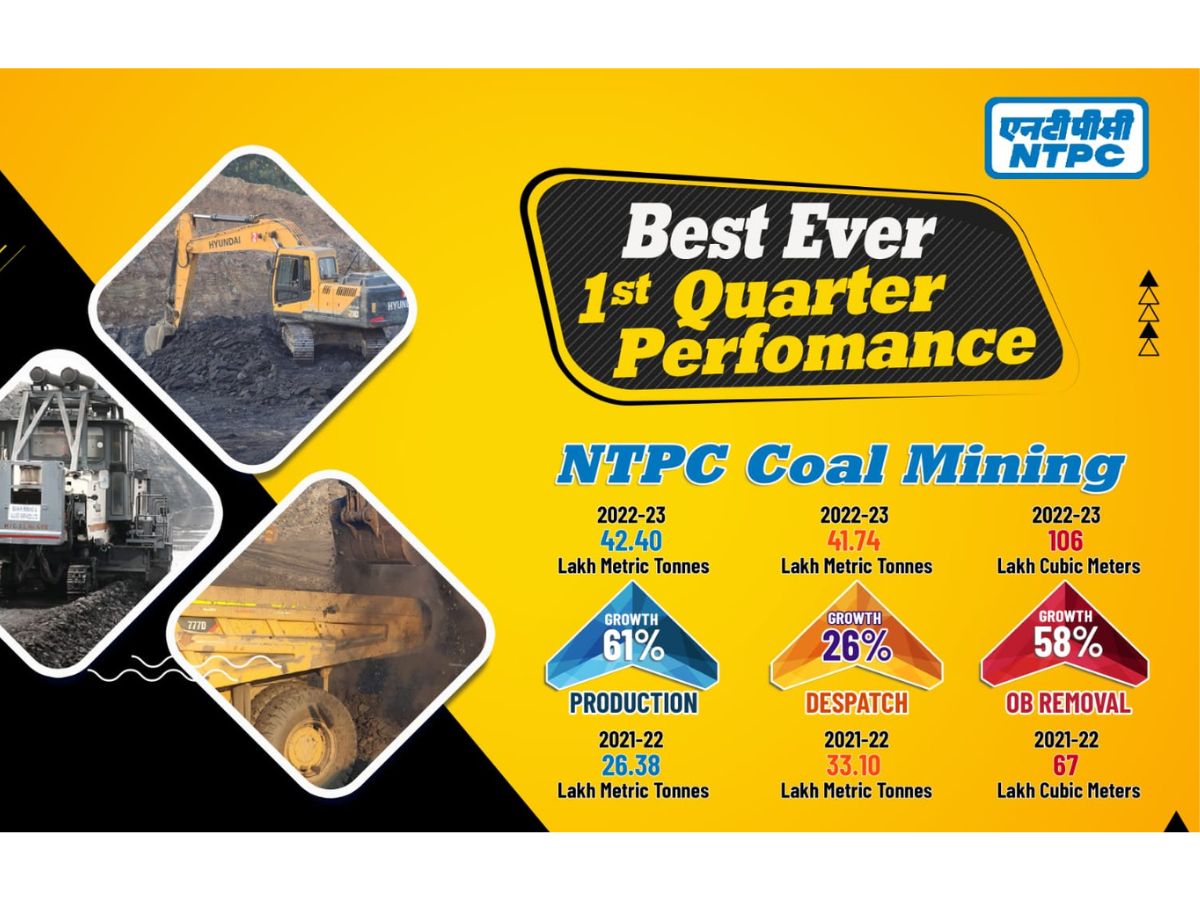 NTPC Coal Mining achieves 42.40 lac metric tonnes of coal production in first quarter FY23
