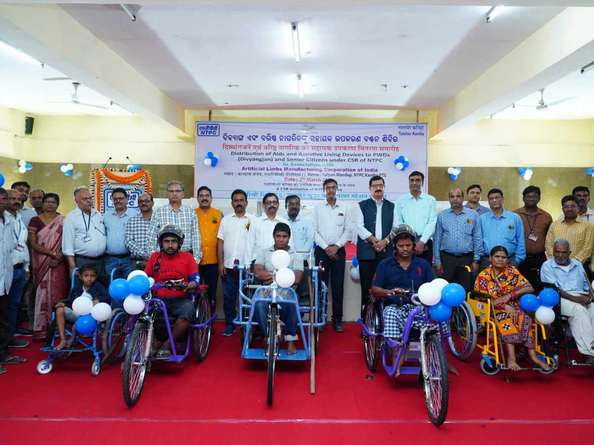 NTPC Kaniha provides tricycles, Assistive aids to differently-abled