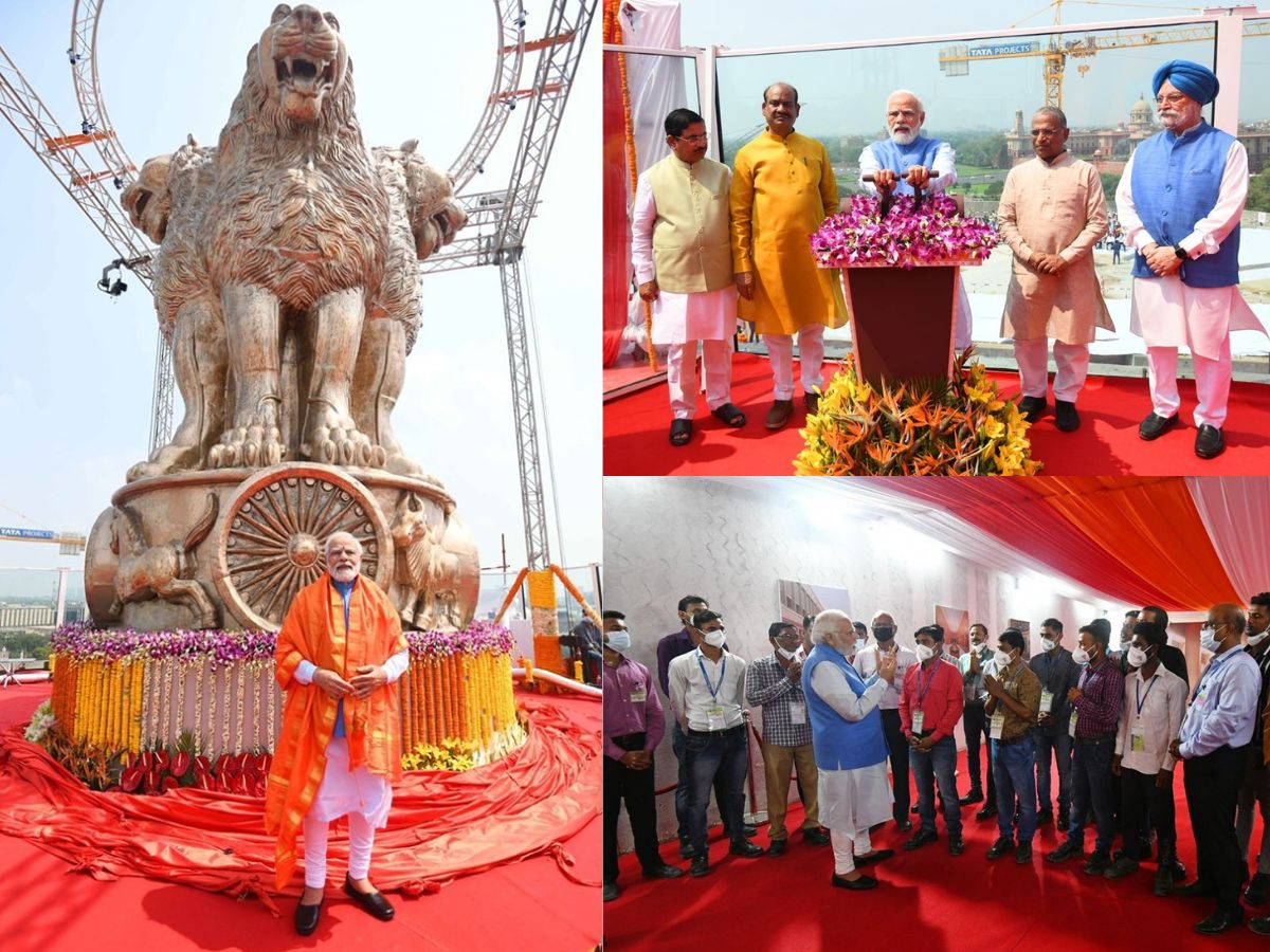PM Modi unveils 6.5m long National Emblem cast at New Parliament Building