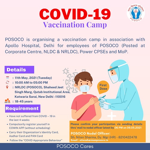 POSOCO organising vaccination camp with Apollo hospital