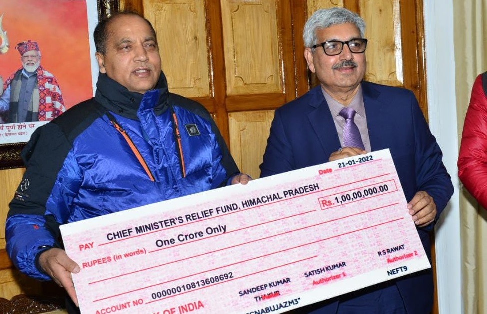 NHPC contributes Rs 1 crore to Chief Minister Relief Fund (CMRF), Himachal Pradesh