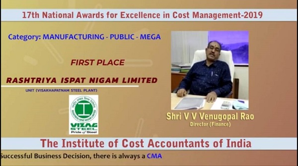 RINL bags National Award in Cost Management