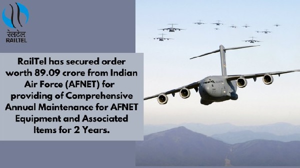 RailTel secured order worth 89.09 crore from Indian Air Force