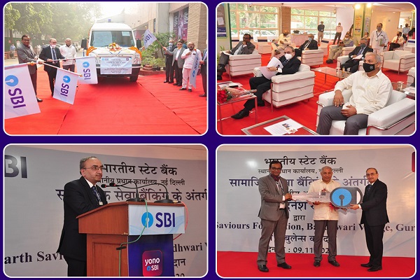 SBI donates an ambulance to NGO Earth Saviours Foundation under CSR activity