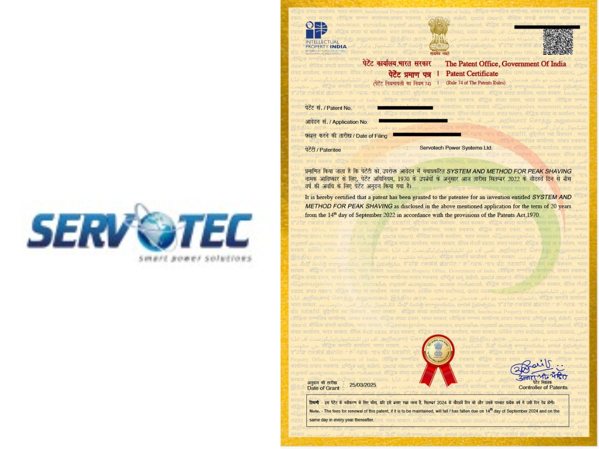 Servotech Renewable Granted Patent for Breakthrough Peak Shaving Technology