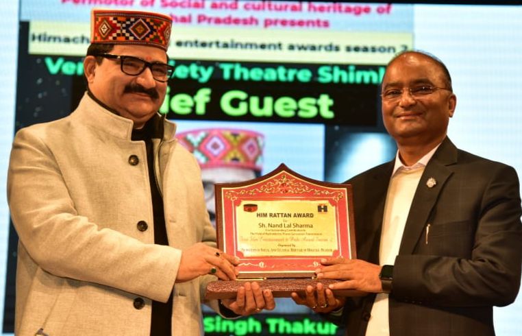 Sh. Nand Lal Sharma CMD, SJVN Conferred with “Him Rattan” Award