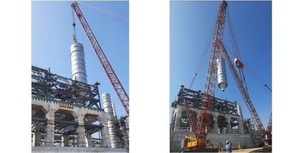Tata Projects erected 1st Coke Drum structure at HPCL Rajasthan Refinery