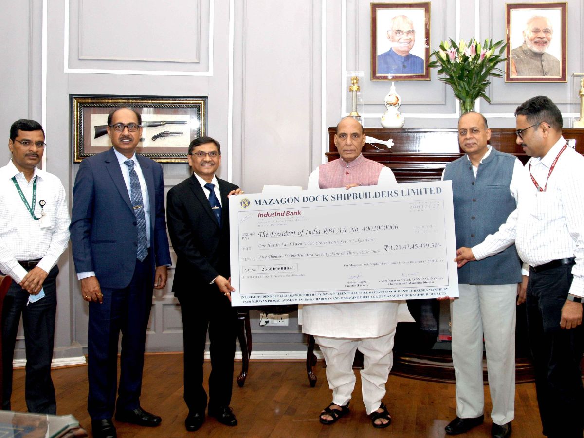 Mazagon Dock paid interim dividend of Rs. 121.47 cr to Govt for FY 21-22