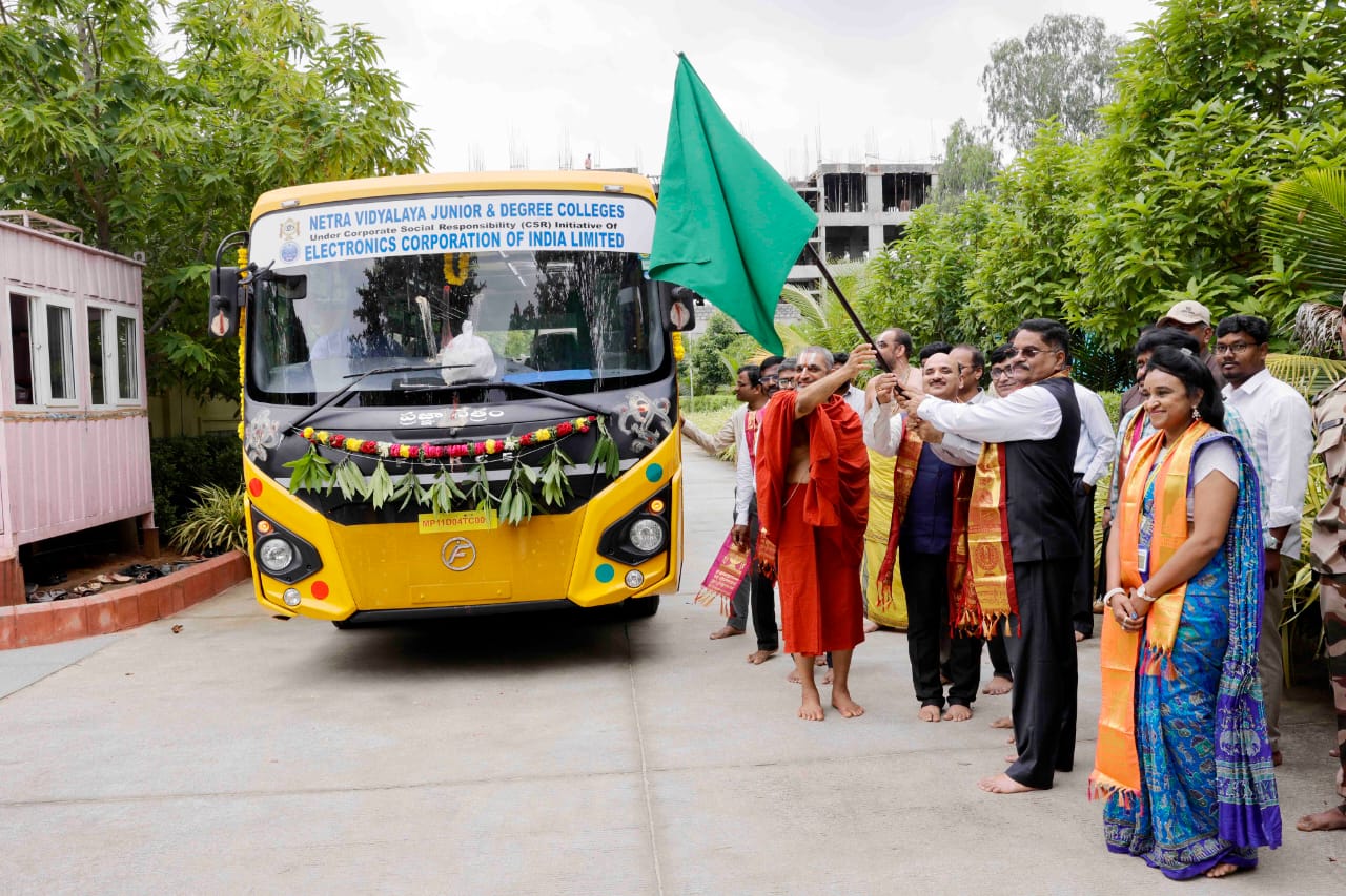 ECIL CSR Initiative – Donation of College Bus to Netra Vidyalaya Degree College