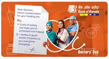 Bank of Baroda express their gratitude towards all the doctors on the account of National Doctors Day 