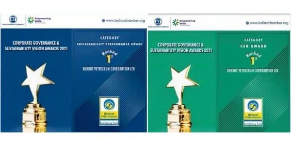 BPCL ranked No. 1 under category of Sustainable Performance and CSR Activities organised by ICC
