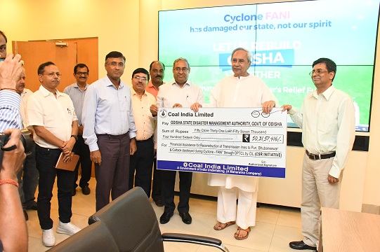 Coal India provides Financial Assistance for restoration works in areas affected by Fani Cyclone    