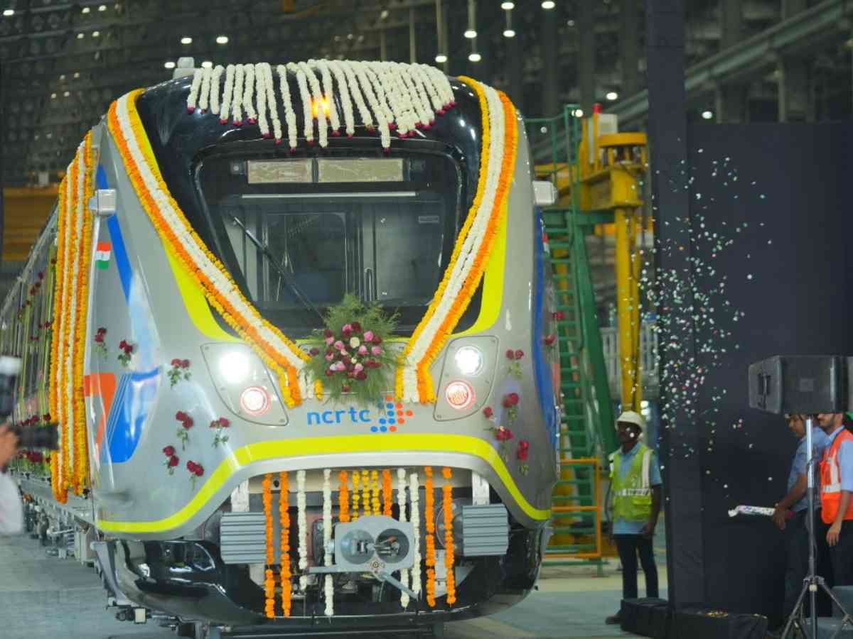 NCRTC unveiled the first look of three-coach metro train to operate on Meerut Metro linet