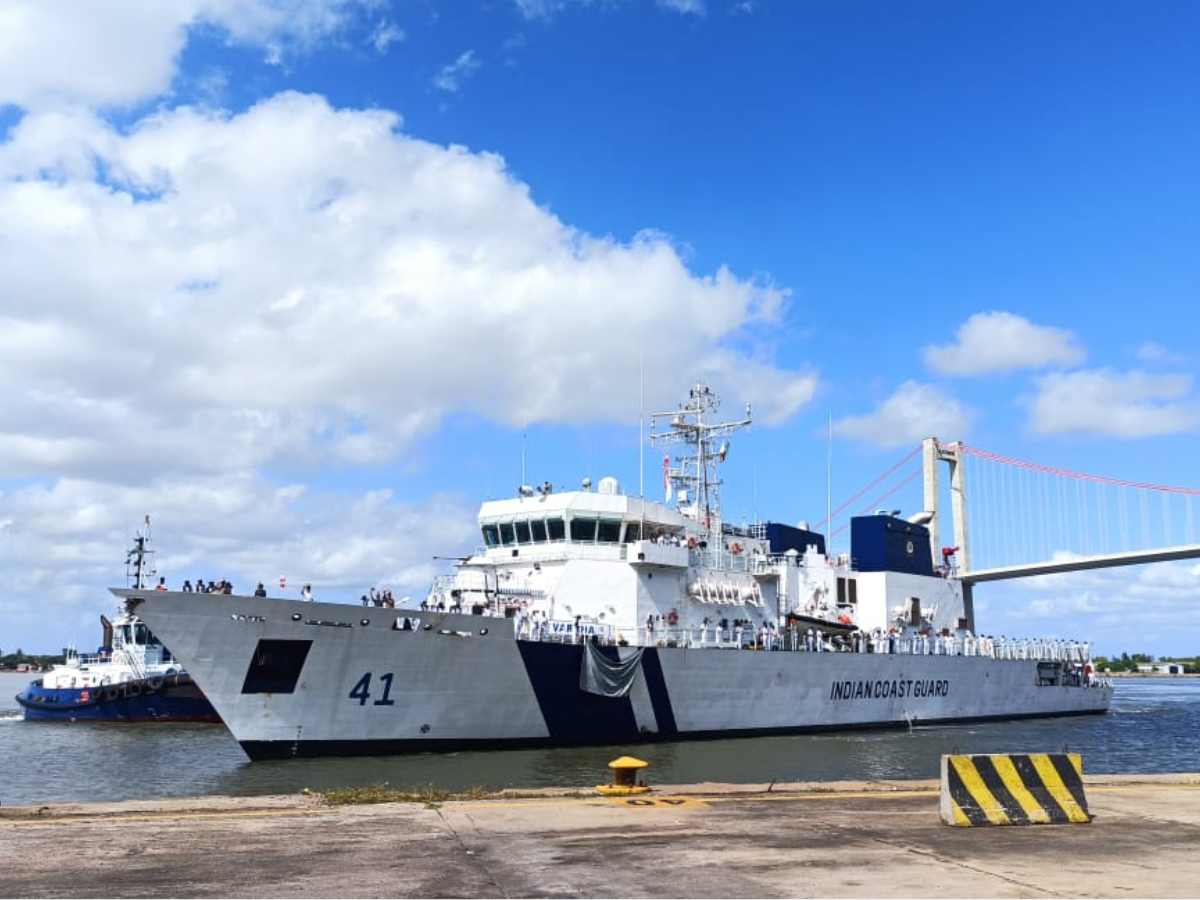 ICG offshore Patrol vessel, ICGS Varaha made a port call at Maputo Port, Mozambique