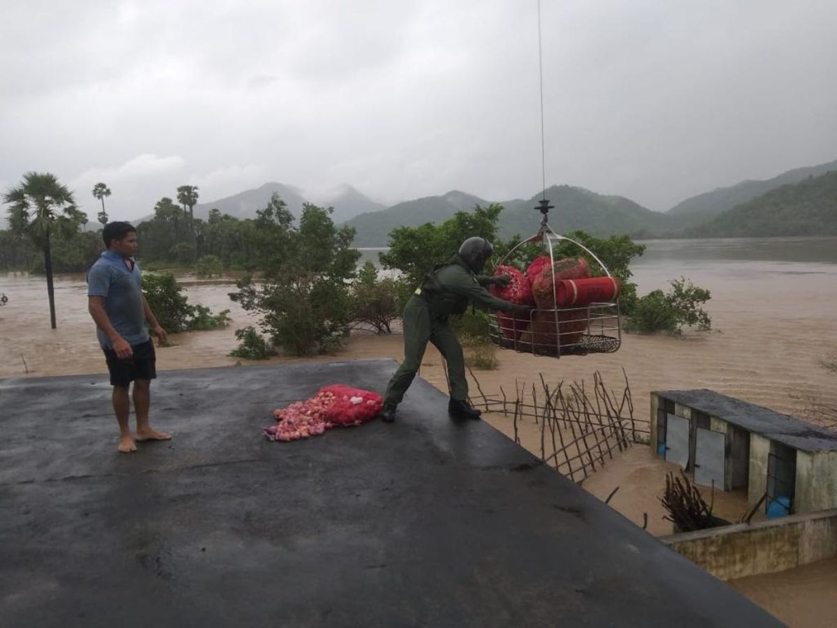 Indian Navy Conducts Rescue-Relief Operations in Marooned, Eluru