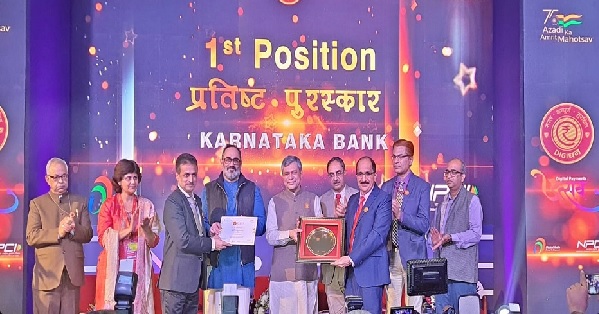 Karnataka Bank conferred with two awards by GoI