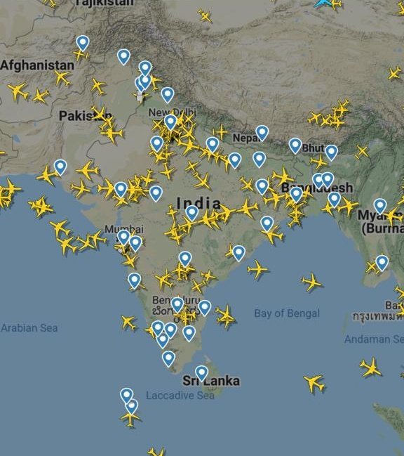 India Sky after opening of air space for domestic flights