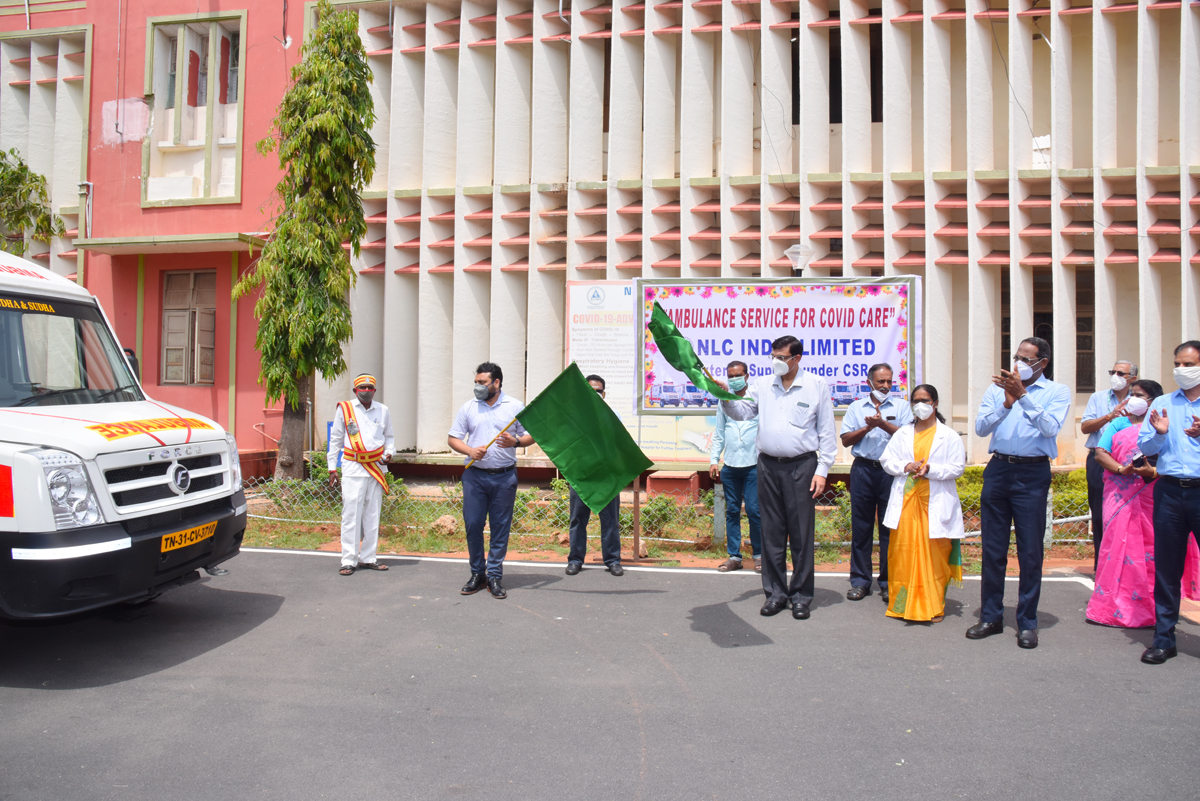 NLCIL handed over 10 Nos. of BLS ambulances to  district administration