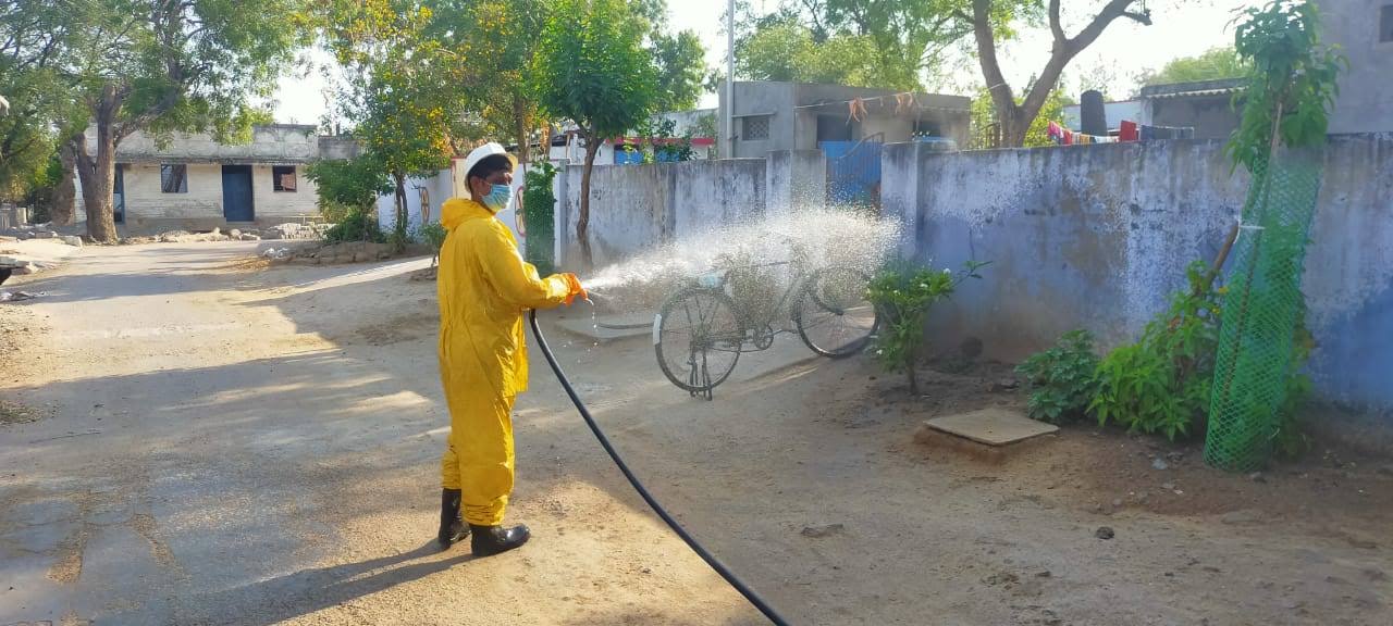 NTPC sprays disinfectants in surrounding project affected villages