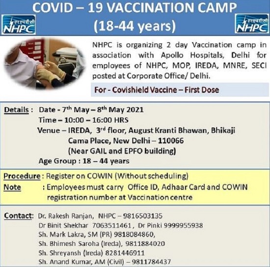 NHPC organising 2-day vaccination camp