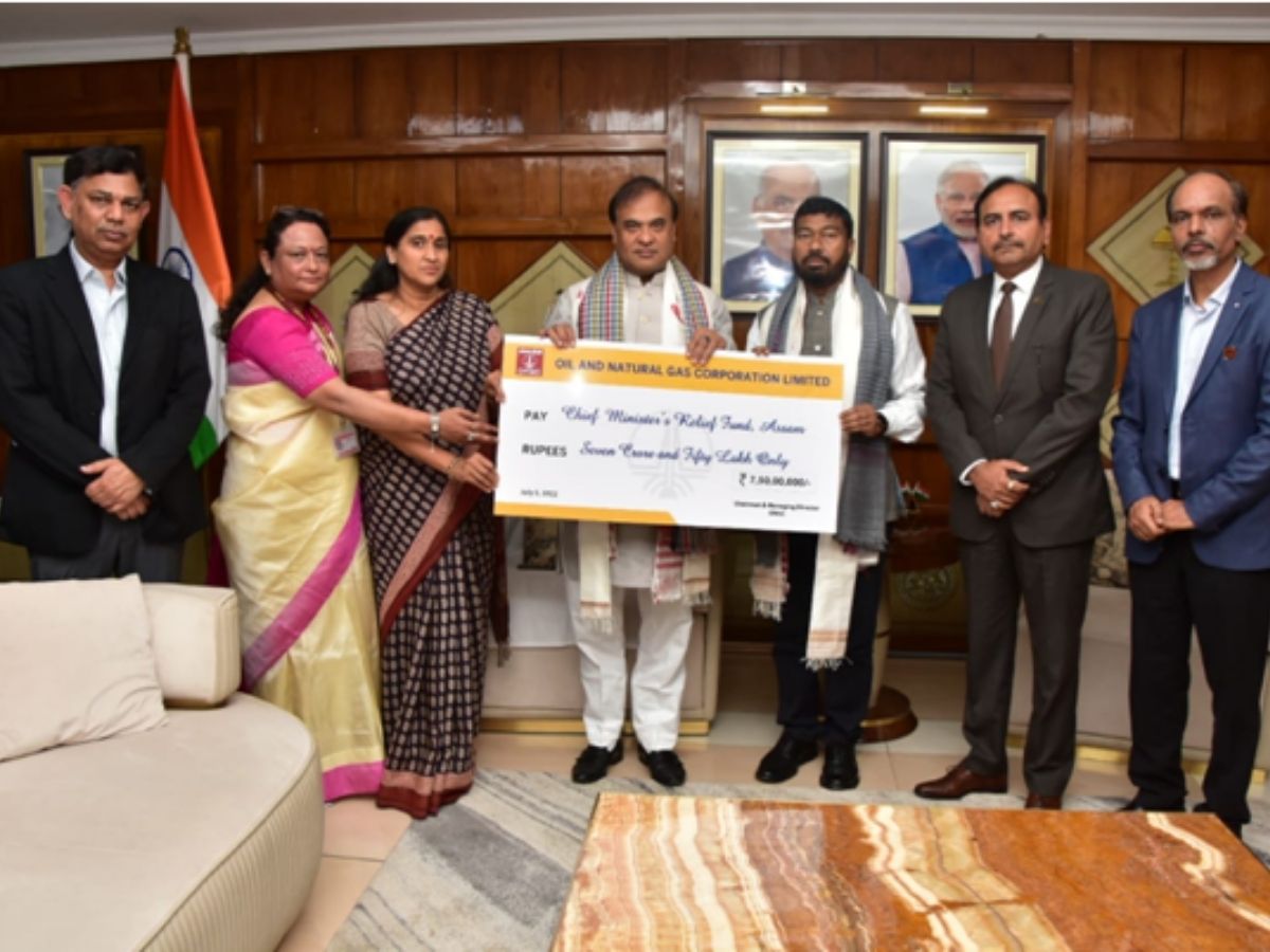 ONGC contributes 7.5 cr to Assam Chief Minister’s Relief Fund
