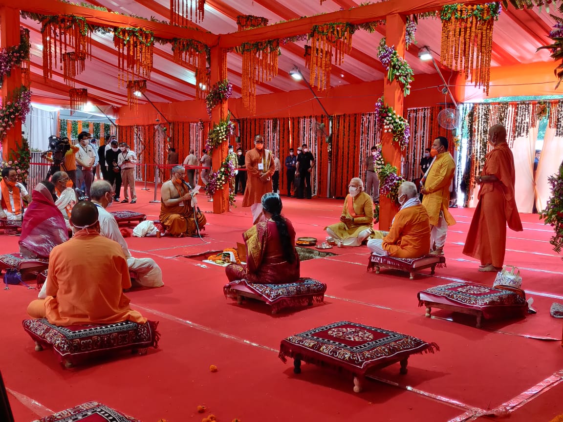 PM Shri Narendra Modi lays the foundation of the Ram Temple in Ayodhya