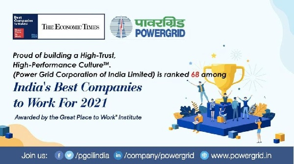 PowerGrid ranked 68 among 100 Best Companies by Great Place to Work Institute