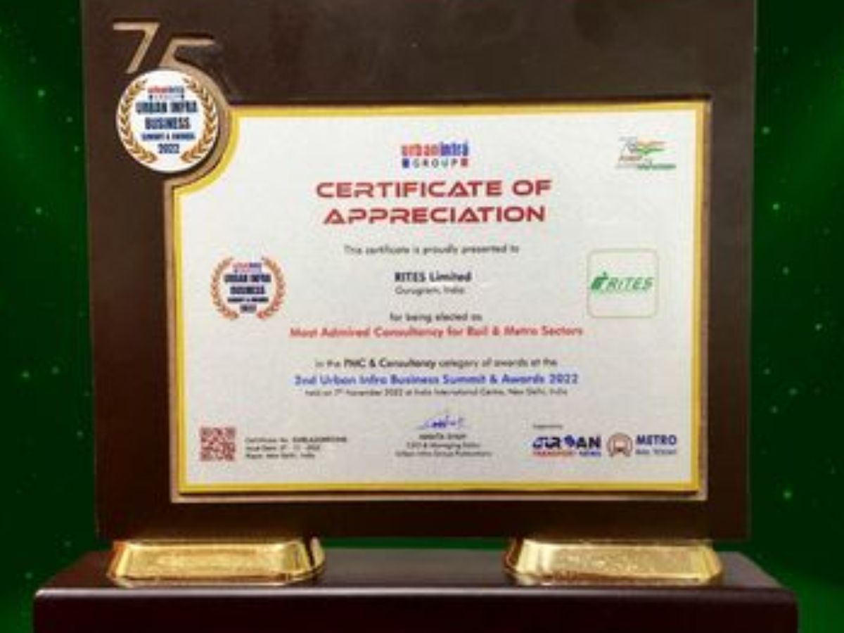 RITES, the 'Most Admired Consultancy for Rail & Metro Sectors’