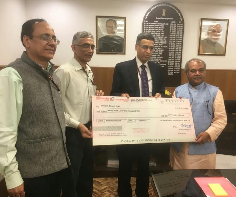 SECI extends Rs 29 point 01 lakhs CSR Support to Swacch Bharat Kosh Fund