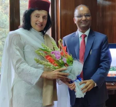 Sh Nand Lal Sharma CMD SJVN meeting with Her Excellency Indian Ambassador to Bhutan