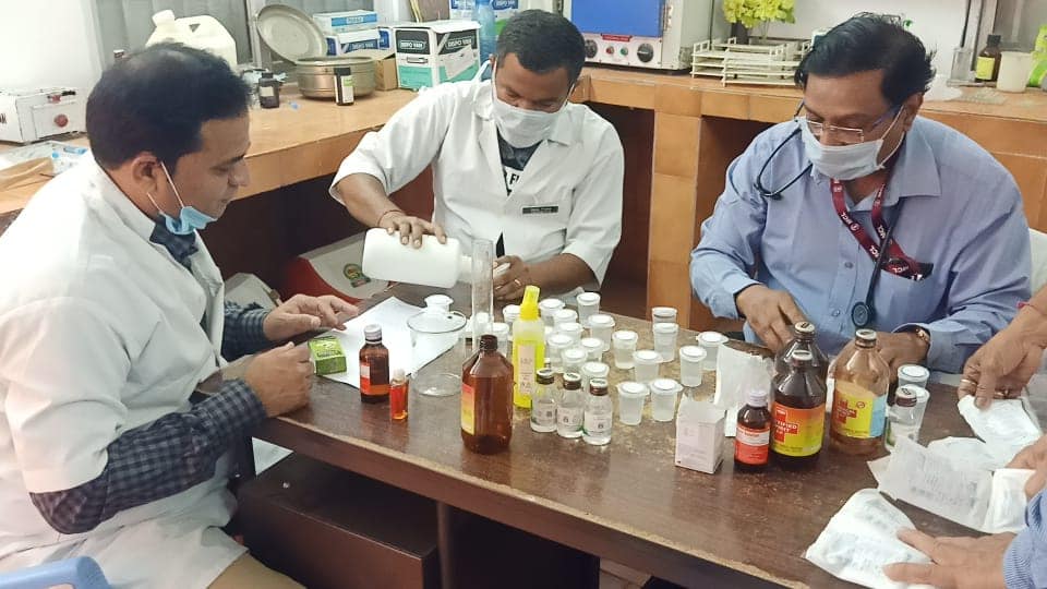 Dr AVR Tirkey and his team prepared hand sanitizer for Brave Coal Miners