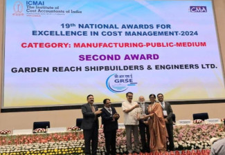 GRSE Honoured with Prestigious National Award for Excellence in Cost Management by ICMAI